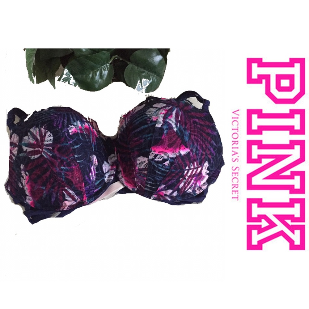 PINK Victoria’s Secret Blue & Pink Push Up Bra